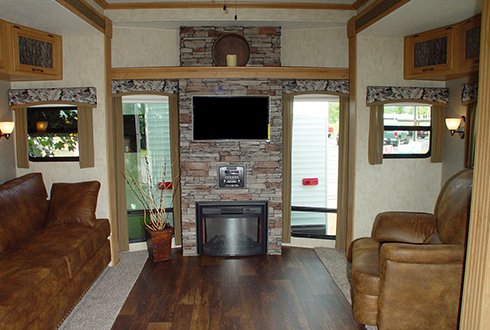 New Rustic Interior with Optional Faux Stacked Stone Fireplace